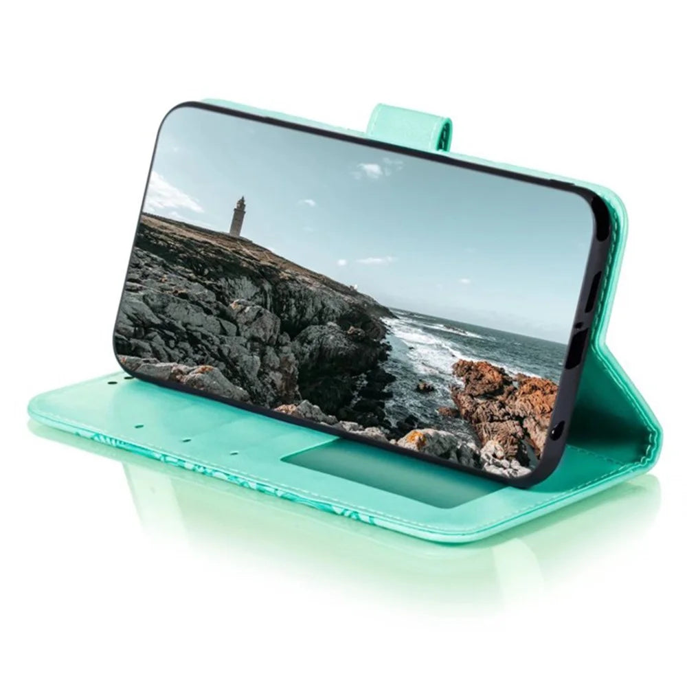 For iPhone 15 Pro Max PU Leather Case Stand Magnetic Closure Phone Cover - Green - 3