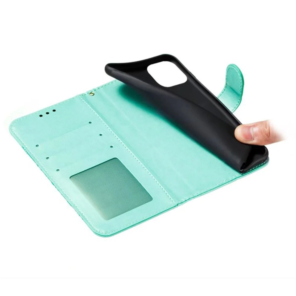 For iPhone 15 Pro Max PU Leather Case Stand Magnetic Closure Phone Cover - Green - 5