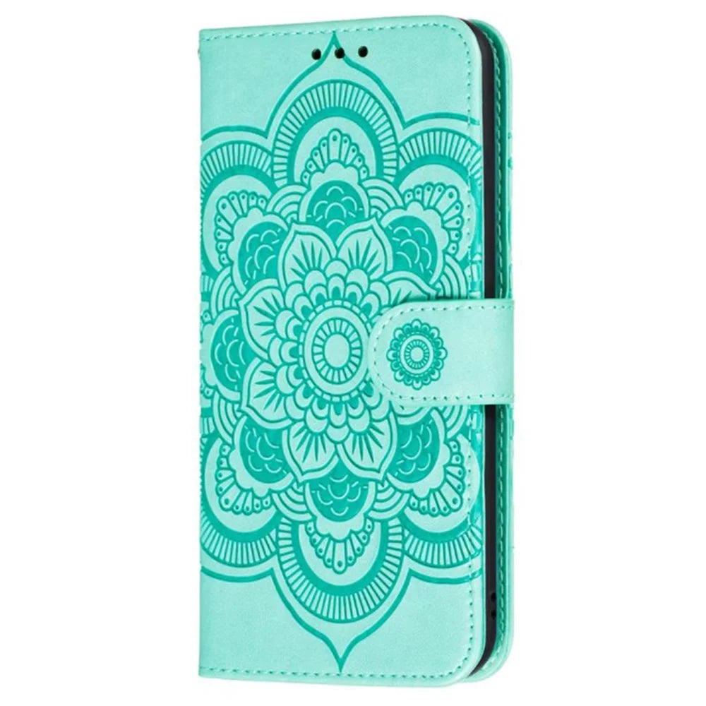 For iPhone 15 Pro Max PU Leather Case Stand Magnetic Closure Phone Cover - Green - 6