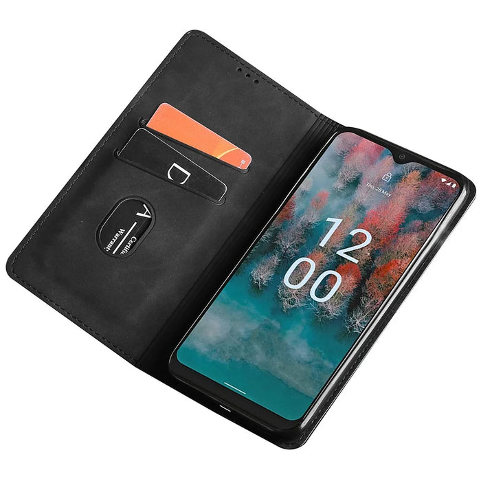 For Nokia G42 Case Skin-touch Flip Stand PU Leather Smart Phone Cover with Card Slots - Black - 2