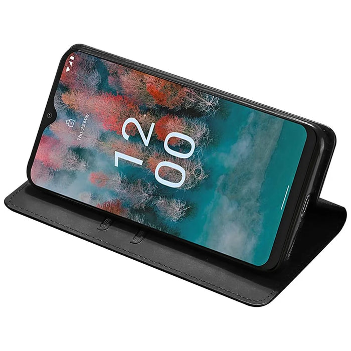 For Nokia G42 Case Skin-touch Flip Stand PU Leather Smart Phone Cover with Card Slots - Black - 3