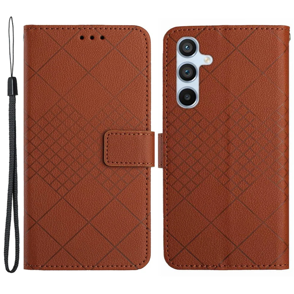 HT06 For Samsung Galaxy S24+ Leather Case Litchi Texture Wallet Phone Cover - Brown - 1