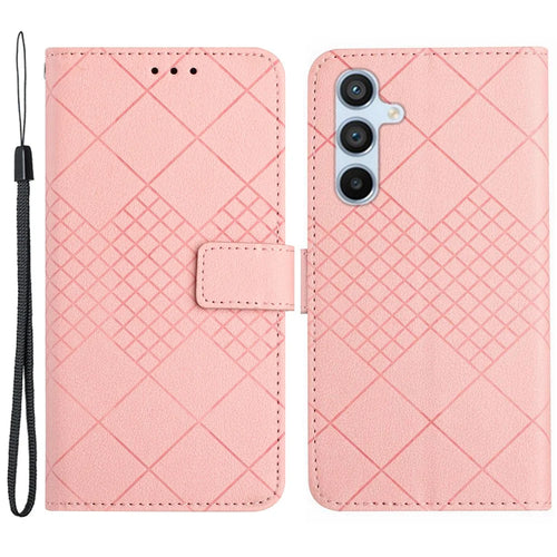 HT06 For Samsung Galaxy A15 5G Leather Case Litchi Texture Phone Wallet Cover - Pink - 1