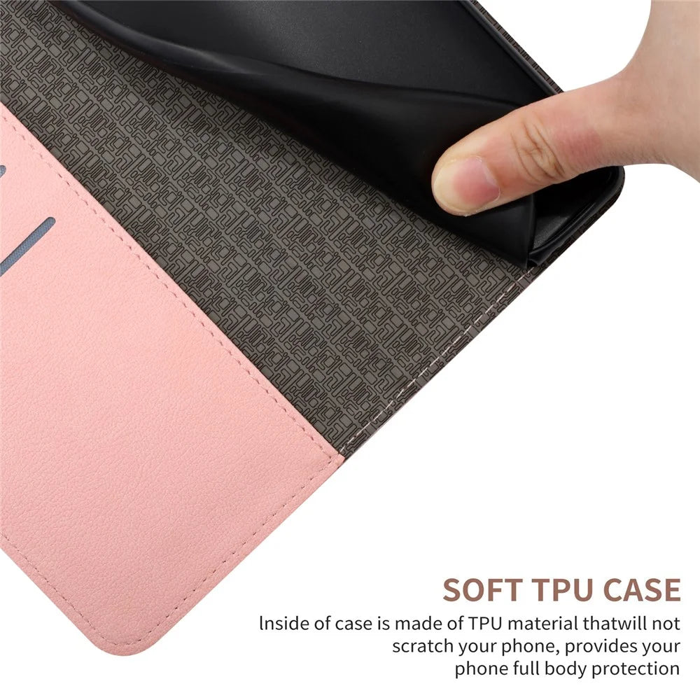 HT06 For Samsung Galaxy A15 5G Leather Case Litchi Texture Phone Wallet Cover - Pink - 7