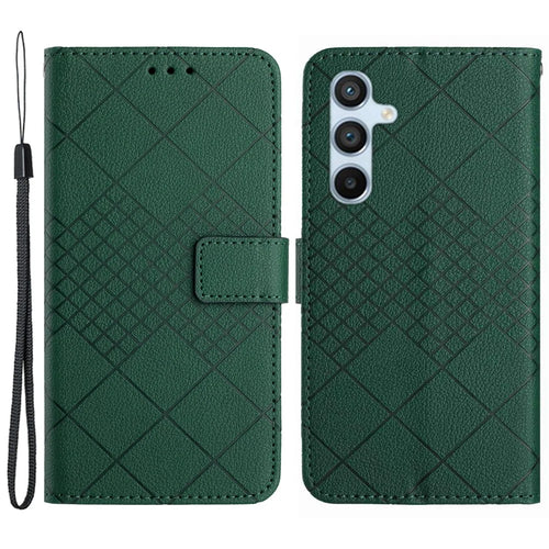 HT06 For Samsung Galaxy S24 Case Litchi Texture Stand Phone Wallet Cover - Green - 1