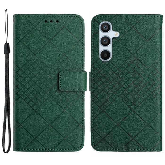HT06 For Samsung Galaxy S24 Case Litchi Texture Stand Phone Wallet Cover - Green - 1