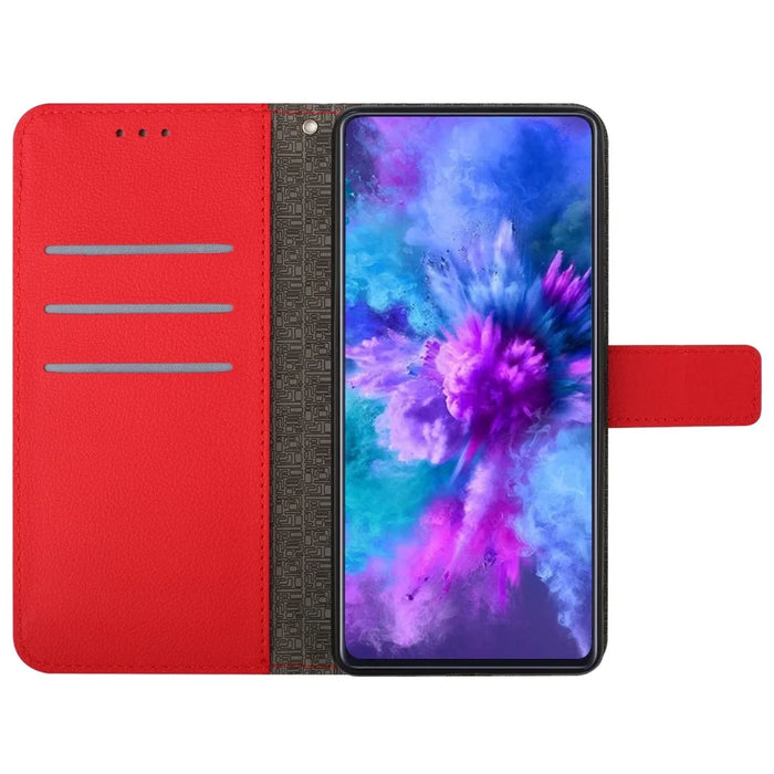 HT06 For Samsung Galaxy A34 5G Shockproof Case Litchi Texture PU Leather Wallet Phone Case - Red - 2