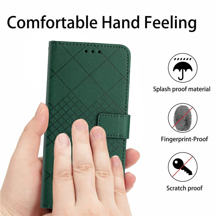 HT06 For iPhone 15 Pro Max Case PU Leather Litchi Texture Stand Phone Cover - Green - 4