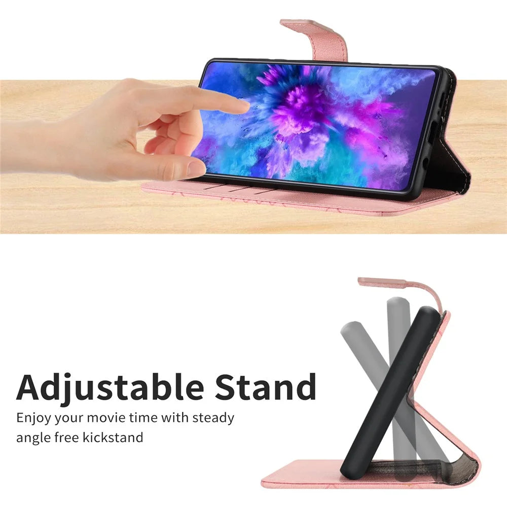 HT06 For iPhone 15 Pro Case PU Leather Litchi Texture Stand Smart Phone Cover - Pink - 6