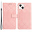HT06 For iPhone 13 6.1 inch Case Imprint Rhombus Pattern Stand PU Leather Phone Cover - Pink - 1