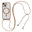 For iPhone 15 Case Compatible with MagSafe Electroplating TPU Cellphone Protector with Long Lanyard - Gold - 1