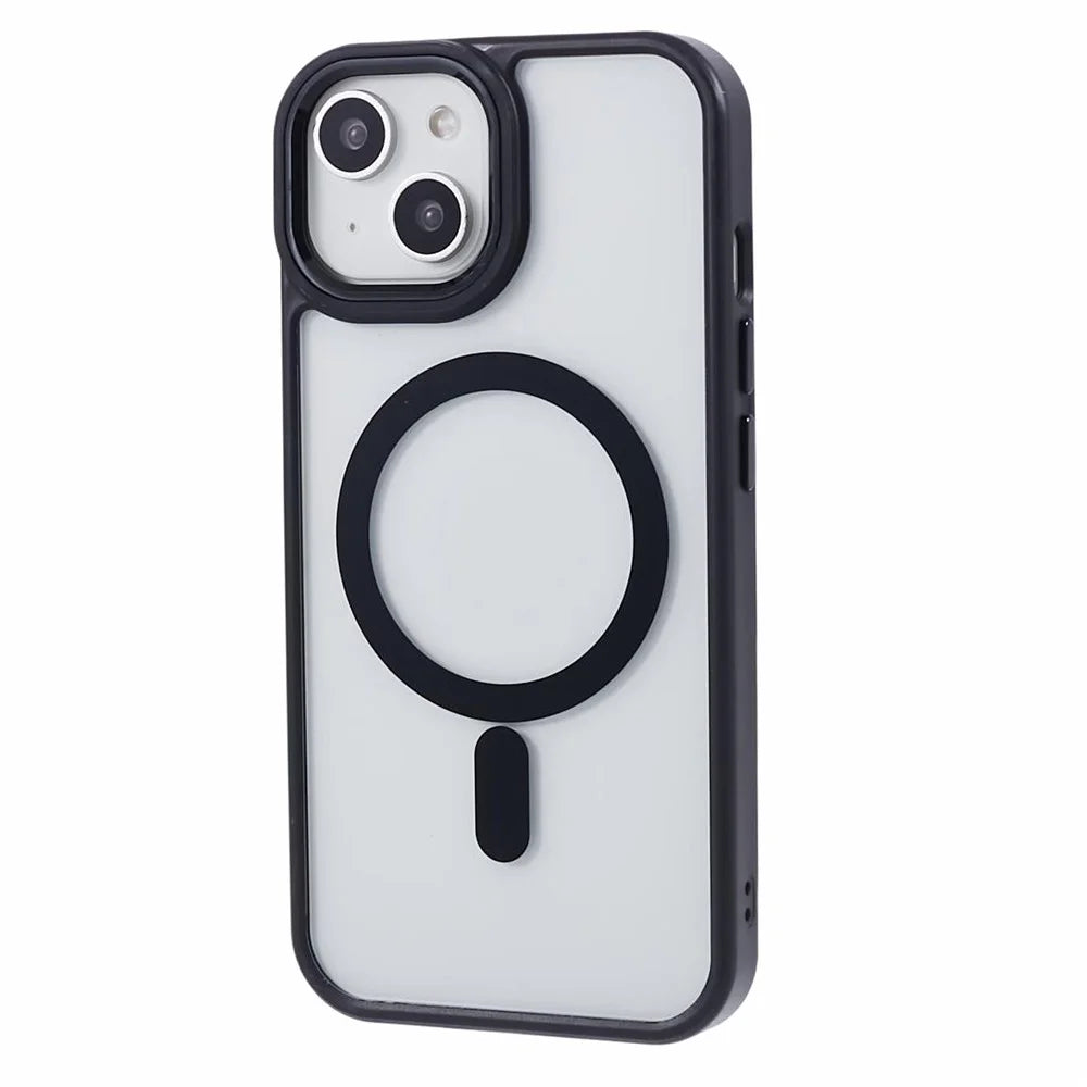 For iPhone 14 Case Shockproof PC+TPU Clear Phone Case Compatible with MagSafe - Black - 1