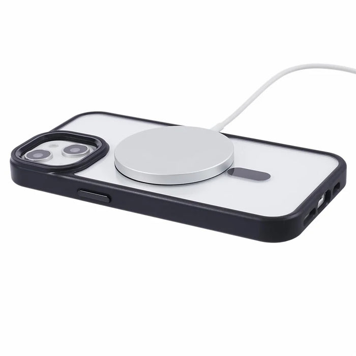 For iPhone 14 Case Shockproof PC+TPU Clear Phone Case Compatible with MagSafe - Black - 4