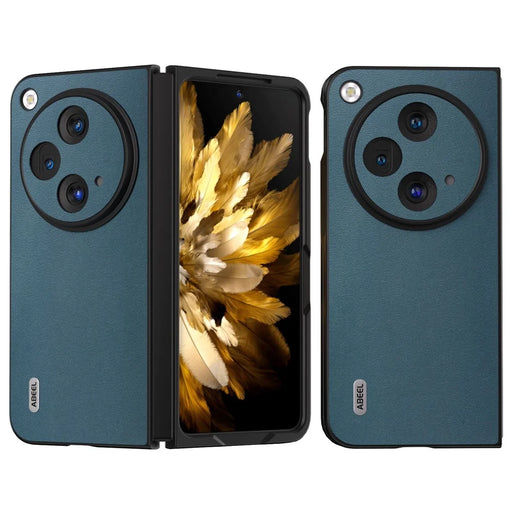 ABEEL For OnePlus Open Case Genuine Cow Leather+PC Protective Phone Cover - Green - 1