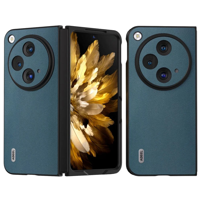ABEEL For OnePlus Open Case Genuine Cow Leather+PC Protective Phone Cover - Green - 1