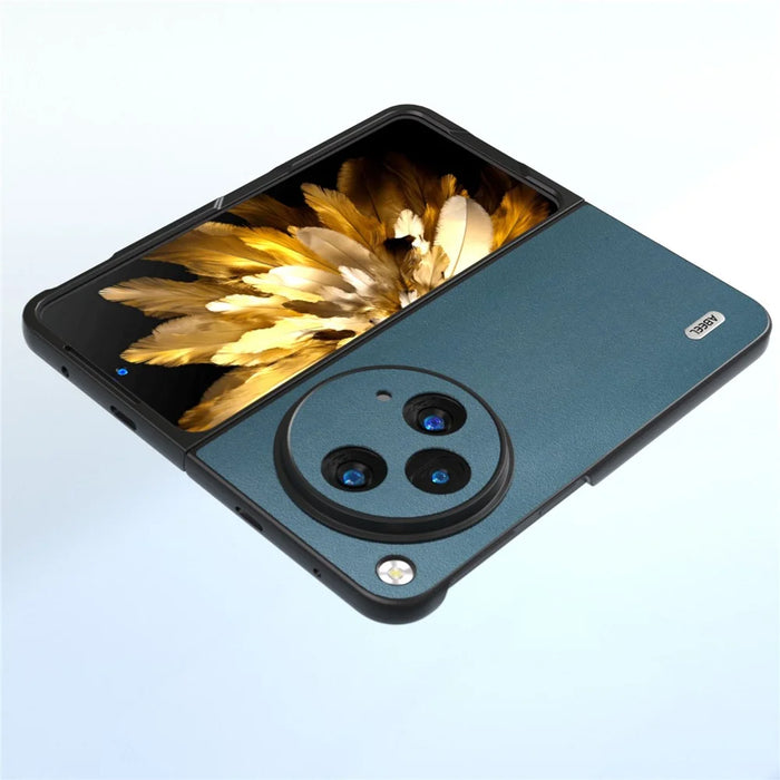 ABEEL For OnePlus Open Case Genuine Cow Leather+PC Protective Phone Cover - Green - 3