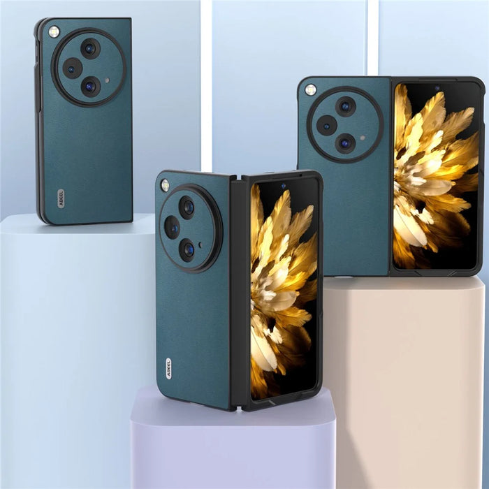 ABEEL For OnePlus Open Case Genuine Cow Leather+PC Protective Phone Cover - Green - 4