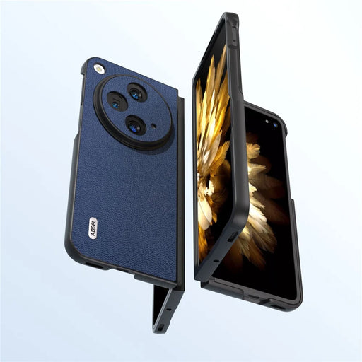 ABEEL For OnePlus Open Case Genuine Cow Leather + PC Litchi Texture Cover - Blue - 2