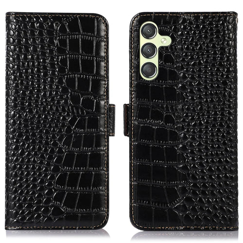 For Samsung Galaxy A25 5G (Global) (161.0 x 76.5 x 8.3mm) Case RFID Blocking Wallet Flip Phone Cover - Black - 1