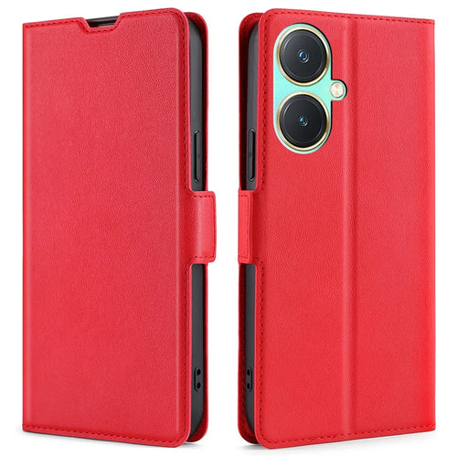 For vivo Y27 4G Case Ultra Thin Leather Card Slot Smart Phone Cover - Red - 1
