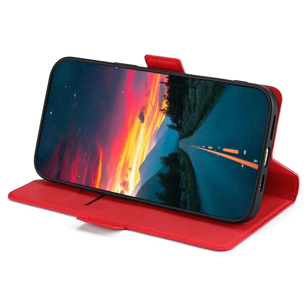 For vivo Y27 4G Case Ultra Thin Leather Card Slot Smart Phone Cover - Red - 3