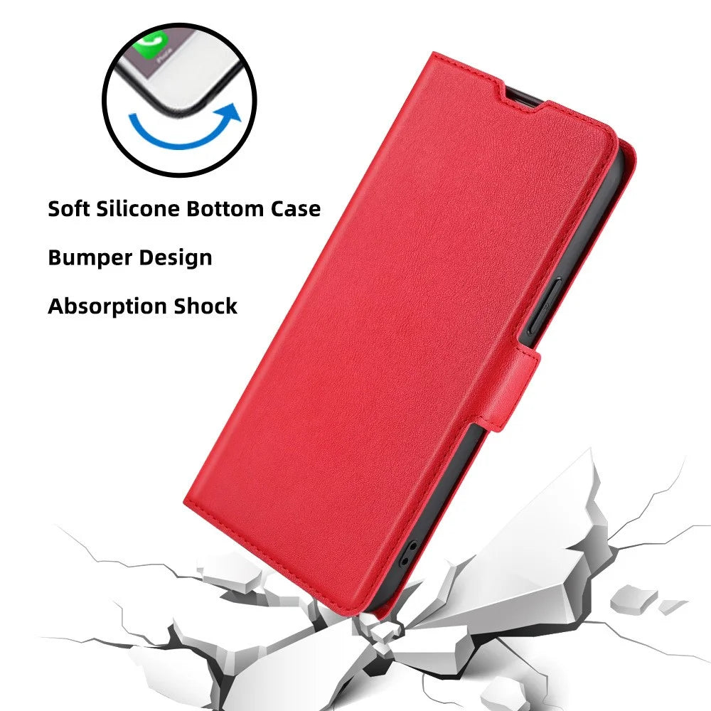 For vivo Y27 4G Case Ultra Thin Leather Card Slot Smart Phone Cover - Red - 4