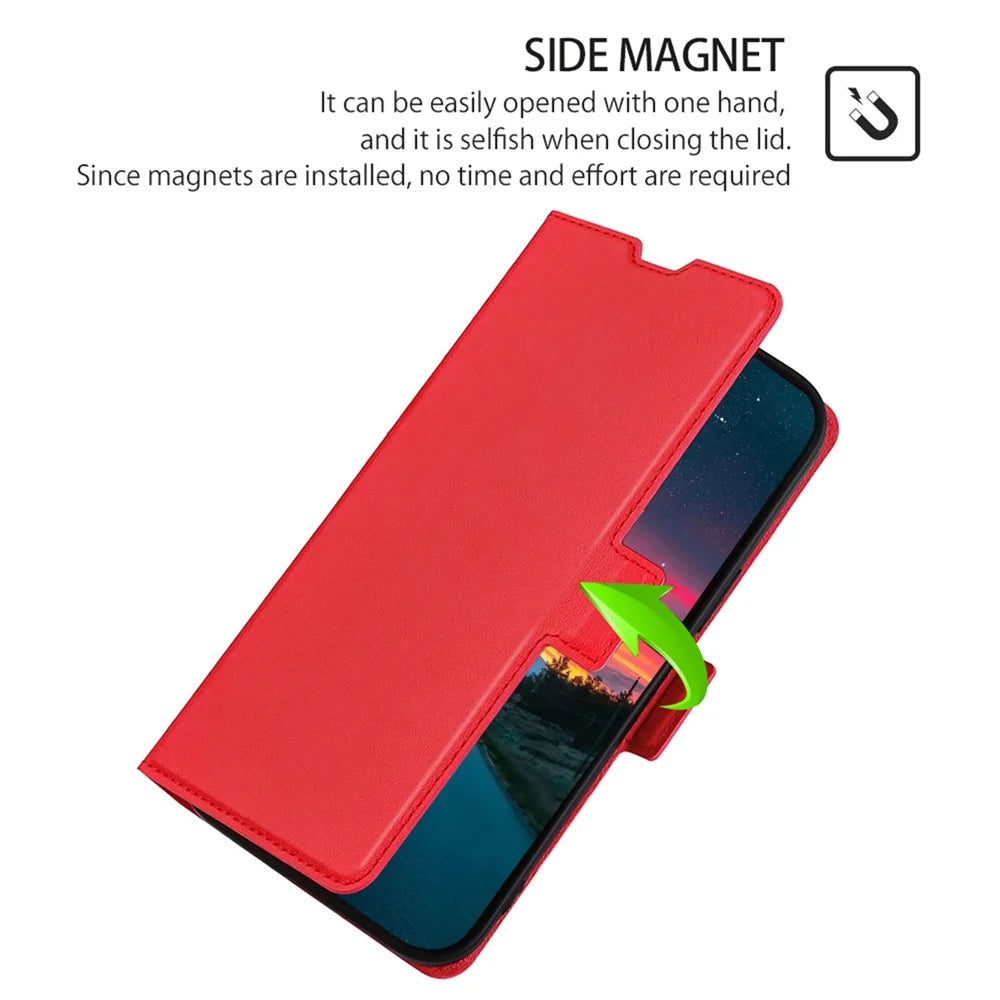 For vivo Y27 4G Case Ultra Thin Leather Card Slot Smart Phone Cover - Red - 5