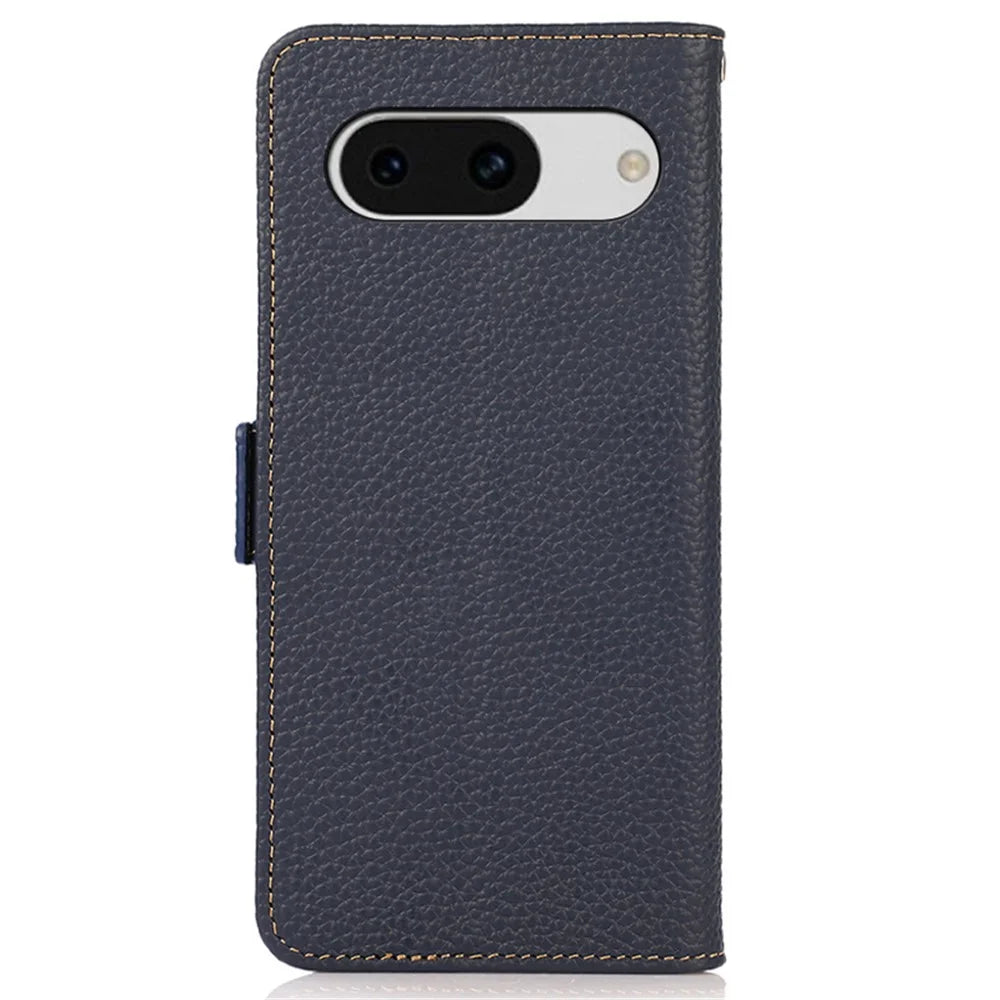 KHAZNEH For Google Pixel 8a Case RFID Blocking Wallet Stand Phone Cover - Blue - 7