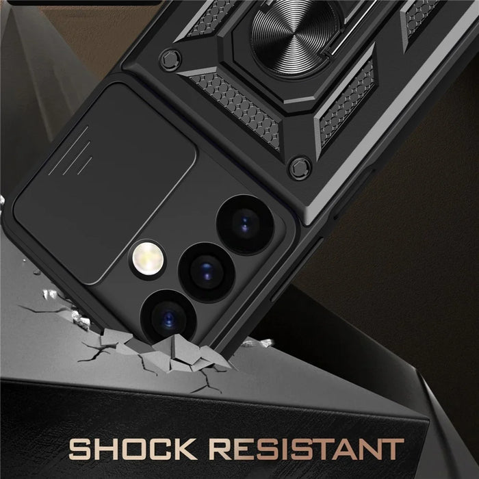 For Samsung Galaxy S24 Case Anti-drop Slide Lens Protection Scratch-resistant PC+TPU Phone Cover - Black - 3