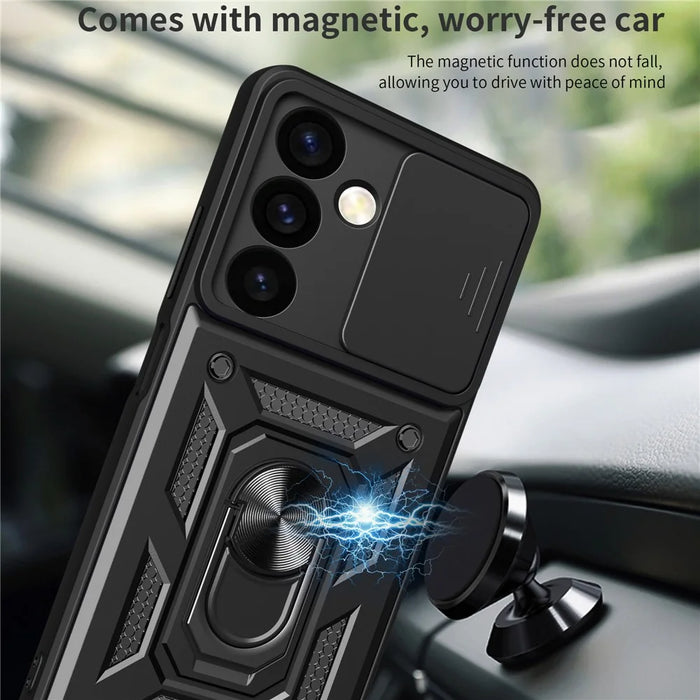 For Samsung Galaxy S24 Case Anti-drop Slide Lens Protection Scratch-resistant PC+TPU Phone Cover - Black - 4