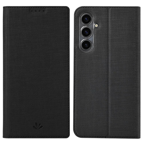 VILI DMX Series For Samsung Galaxy S23 FE Case PU Leather Card Slot Phone Cover - Black - 1