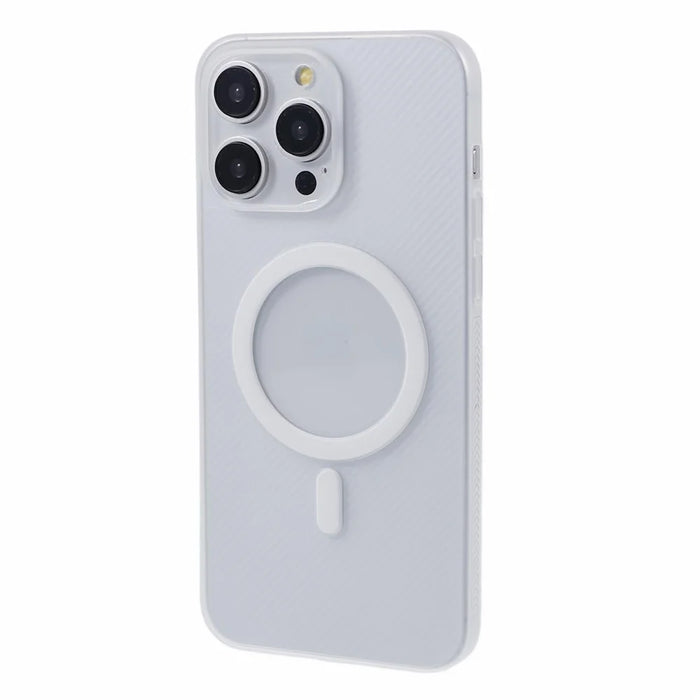 For iPhone 15 Pro Case Compatible with MagSafe Ultra Thin Non-slip Stripe PC Phone Cover - Transparent - 1