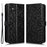 For Samsung Galaxy A05 4G Case Imprinted PU Leather Wallet Phone Shell with Strap - Black - 1
