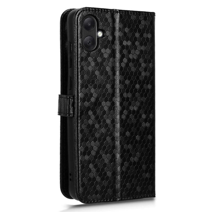 For Samsung Galaxy A05 4G Case Imprinted PU Leather Wallet Phone Shell with Strap - Black - 5