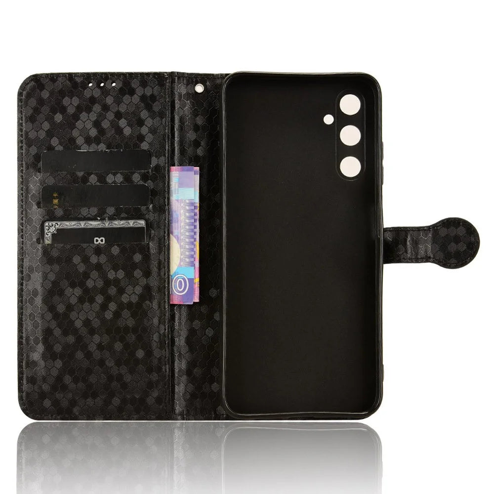 For Samsung Galaxy A05s 4G Wallet Case Anti-Drop PU Leather Flip Cover with Strap - Black - 4