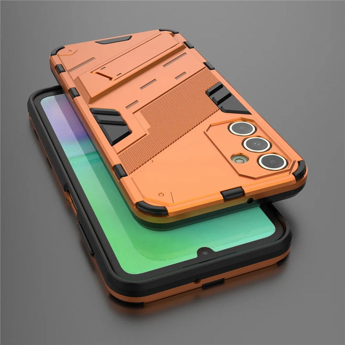 For Samsung Galaxy A15 4G Case Scratch-resistant PC+TPU Kickstand Smart Phone Cover - Orange - 4
