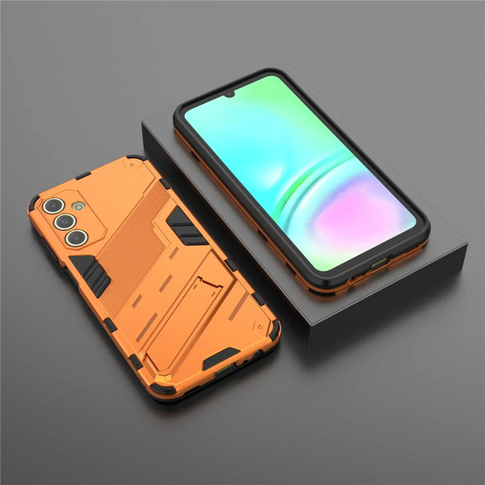 For Samsung Galaxy A15 4G Case Scratch-resistant PC+TPU Kickstand Smart Phone Cover - Orange - 5