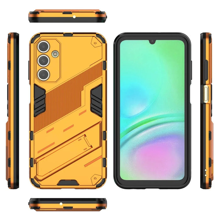 For Samsung Galaxy A15 4G Case Scratch-resistant PC+TPU Kickstand Smart Phone Cover - Orange - 7