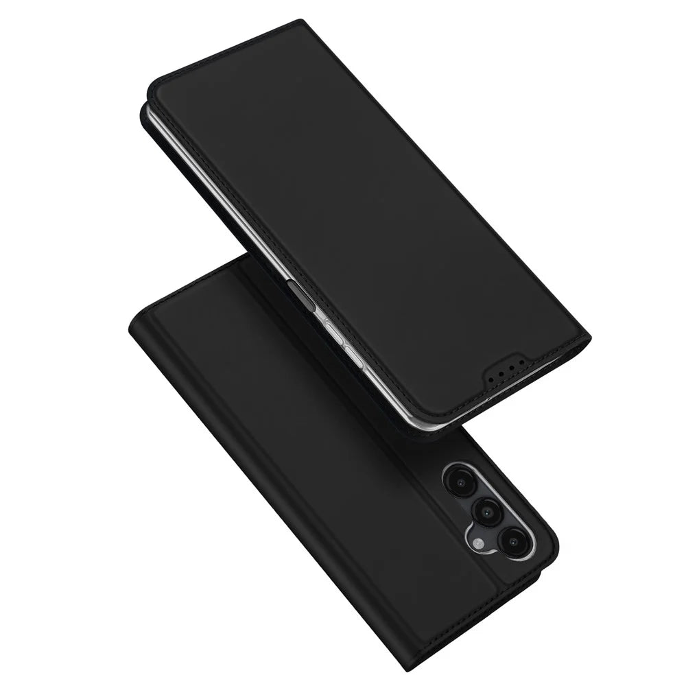DUX DUCIS Skin Pro Series For Samsung Galaxy A15 5G / 4G Case PU Leather Stand Flip Phone Cover - Black - 1