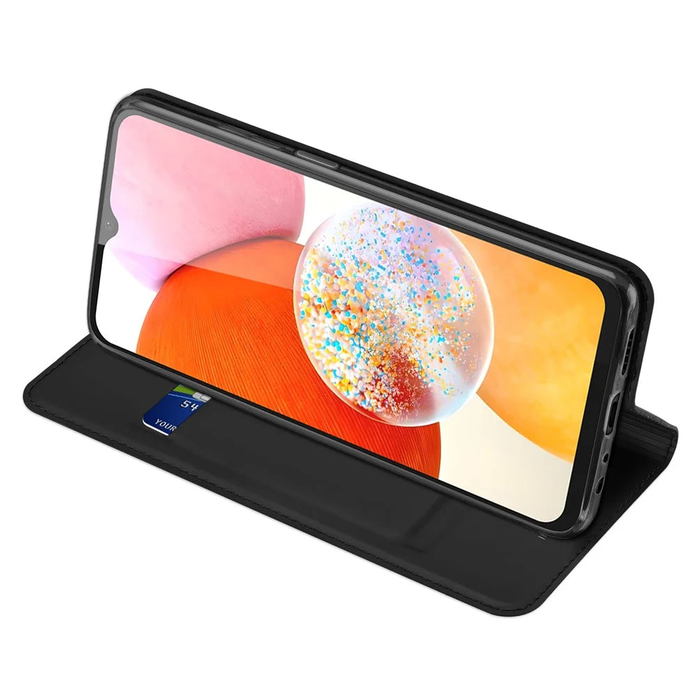DUX DUCIS Skin Pro Series For Samsung Galaxy A15 5G / 4G Case PU Leather Stand Flip Phone Cover - Black - 3