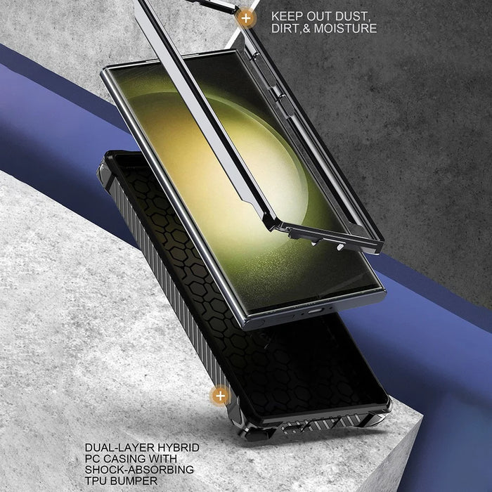 For Samsung Galaxy S22 Ultra 5G Case Ring Kickstand Magnetic Phone Cover - Black - 5