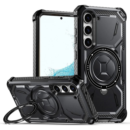 For Samsung Galaxy S22 5G Case Kickstand Magnetic Military-Grade Armor Phone Cover - Black - 1