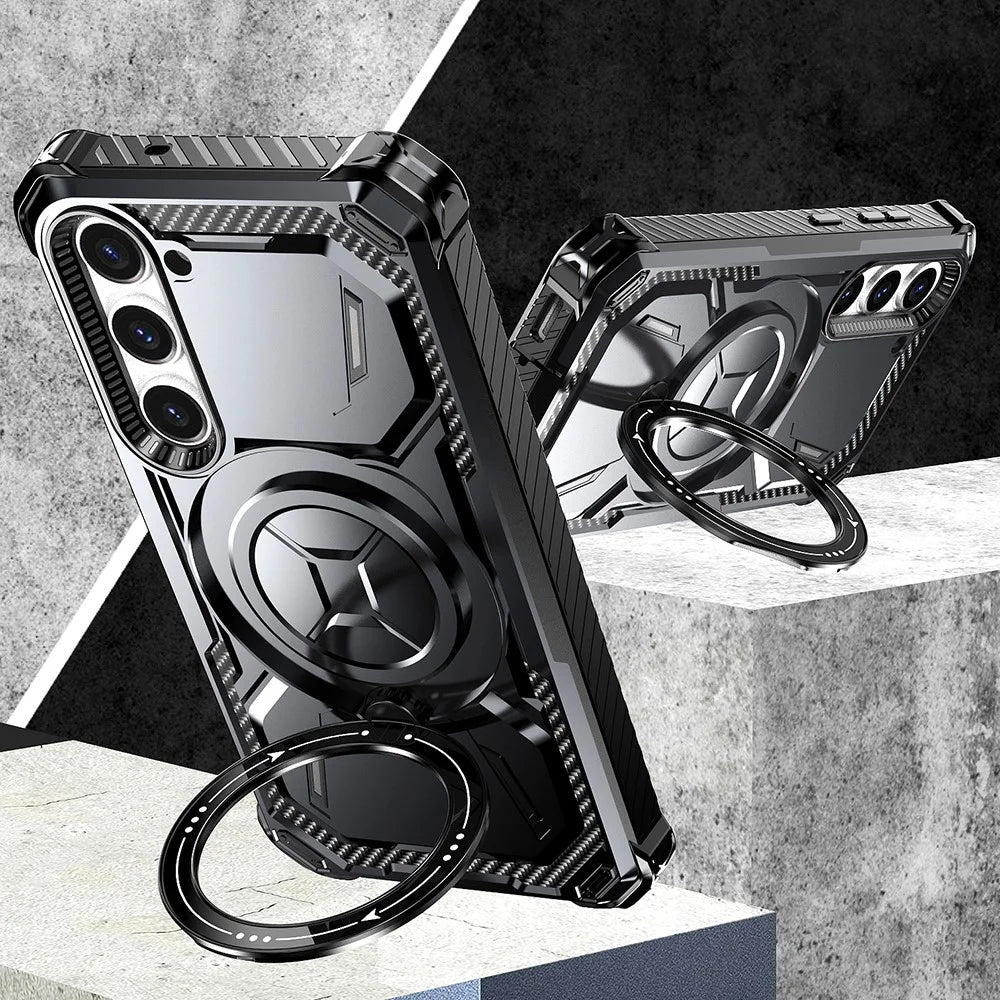 For Samsung Galaxy S22 5G Case Kickstand Magnetic Military-Grade Armor Phone Cover - Black - 4