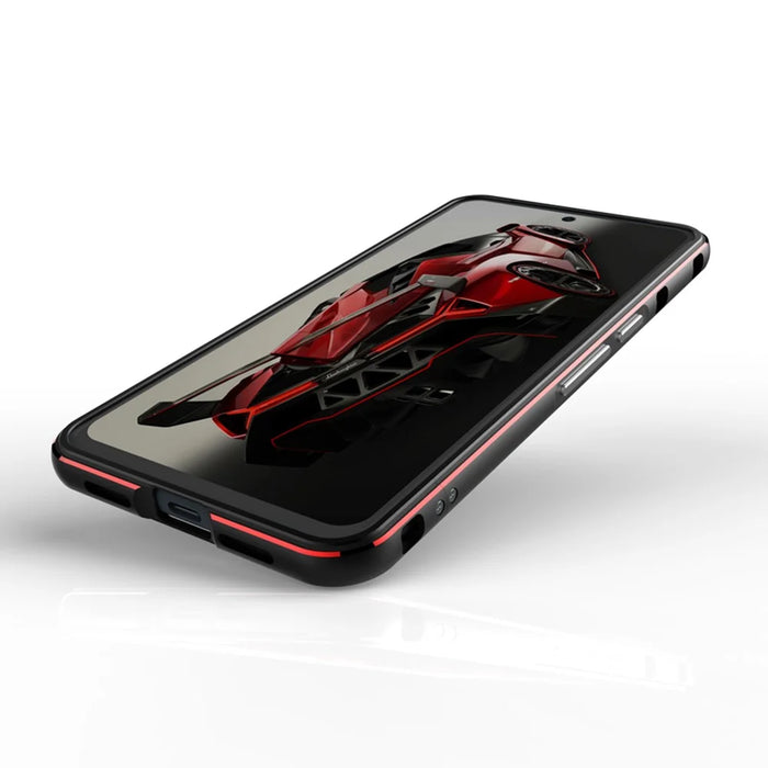 For Google Pixel 8 Pro Case Slim Fit Metal Frame Bumper Cover - Black+Red - 5