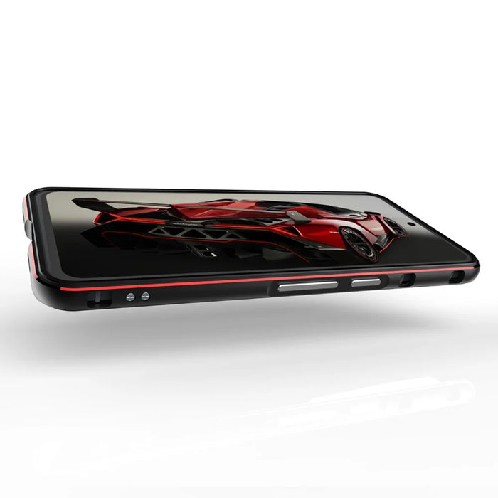 For Google Pixel 8 Pro Case Slim Fit Metal Frame Bumper Cover - Black+Red - 6