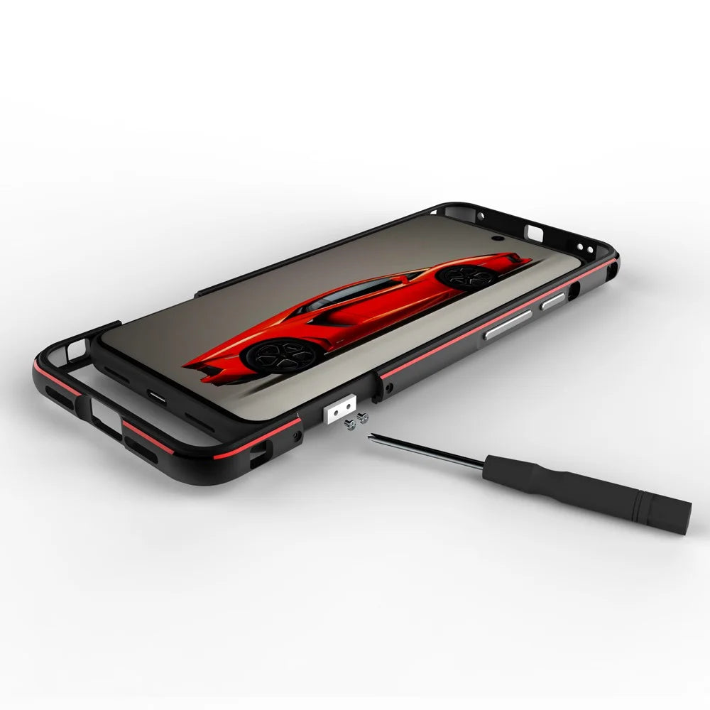 For Google Pixel 8 Case Shock Absorbent Metal Frame Bumper Cover - Black+Purple - 7