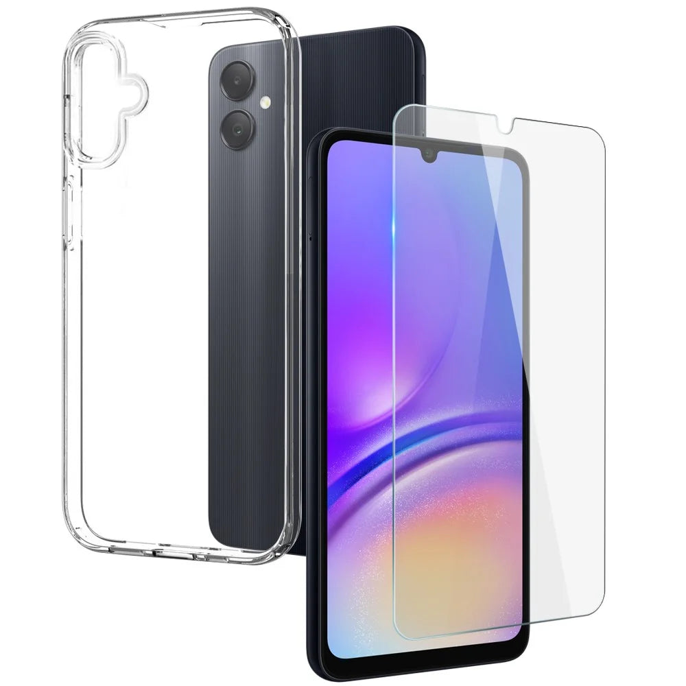 NORTHJO For Samsung Galaxy A05 4G Clear Case TPU Phone Cover with Tempered Glass Film - Transparent - 1