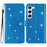 For Samsung Galaxy S24+ Case Glittery Phone Cover with Wallet Stand - Blue - 1