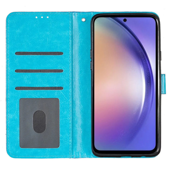 For Samsung Galaxy S24+ Case Glittery Phone Cover with Wallet Stand - Blue - 2