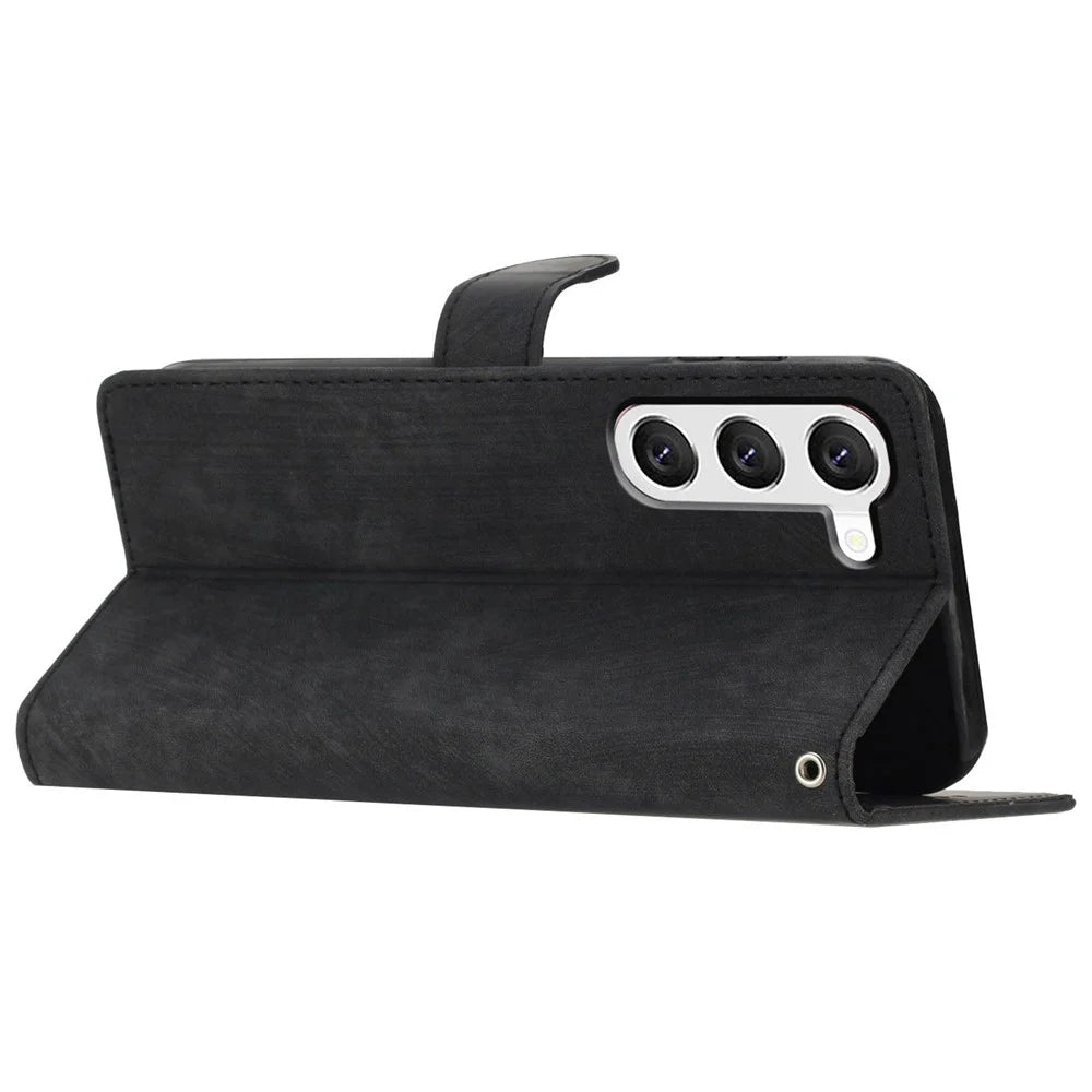 For Samsung Galaxy S24 Case Leather Wallet Stand Phone Cover - Black - 3